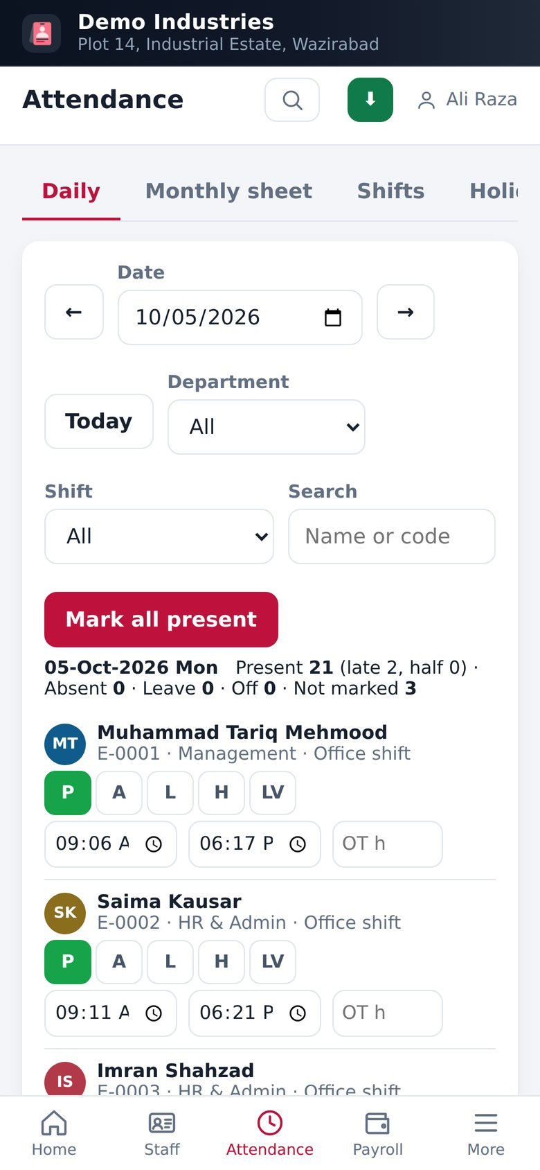 Attendance on phone