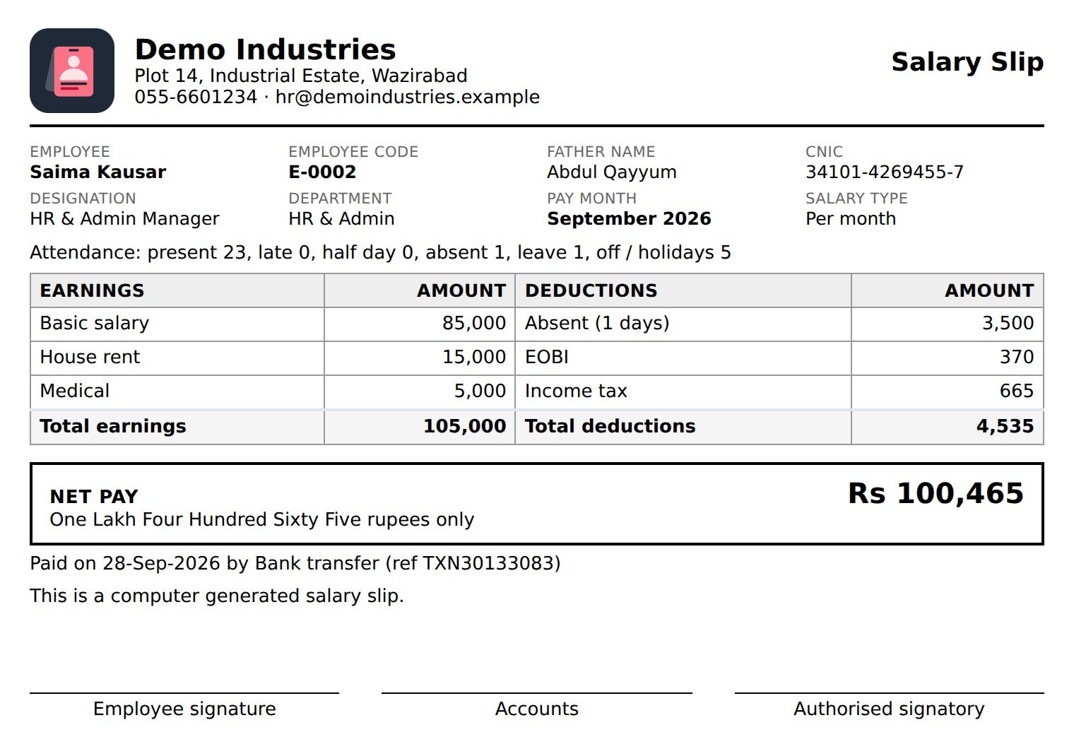 Salary slip